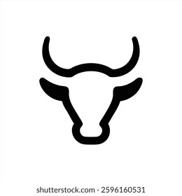 A minimalist vector illustration of a bulls head outlined in thick black lines. This design is perfect for logos, branding, or artistic projects focused on agriculture or livestock.