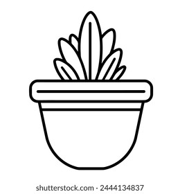 Minimalist vector illustration of a cactus in a pot outline, perfect for botanical designs.