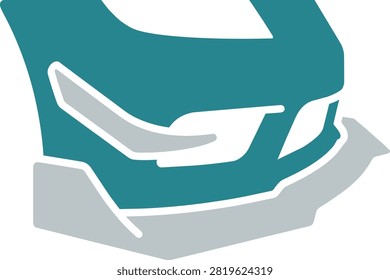 Minimalist vector illustration of car front bumper with aerodynamic splitter performance body kit.