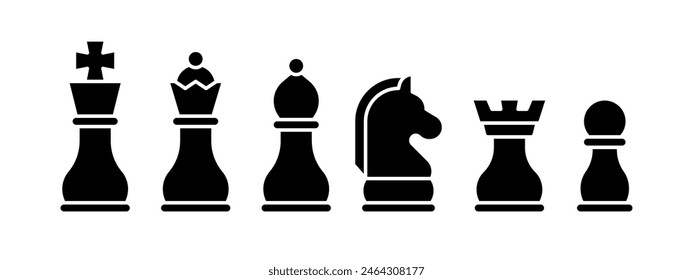 Minimalist vector illustration of chess pieces in solid style