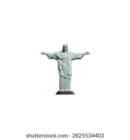 Minimalist vector illustration of Christ the Redeemer statue from Rio de Janeiro isolated on white background