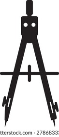 Minimalist vector illustration of a classic black compass and straightedge tool pair for drafting and geometry.