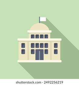 Minimalist vector illustration of a classic government building with a dome and flag