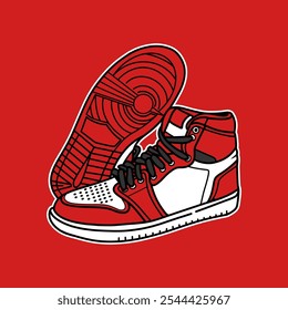 A minimalist vector illustration of a classic red and white sneaker.