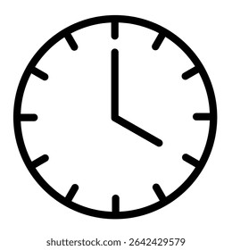 Minimalist vector illustration of a clock icon. Perfect for use in time-related designs, schedules, reminders, applications, or productivity themes in both web and print formats.