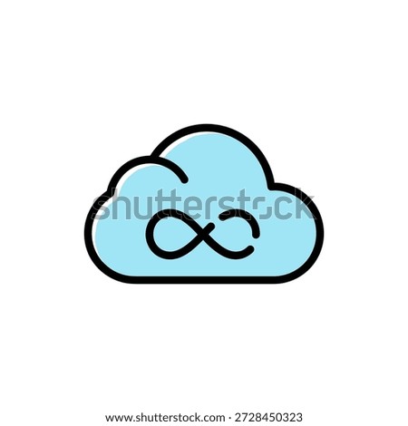 A minimalist vector illustration of a cloud with an infinity symbol inside, perfect for modern design and technology themes.