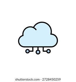 A minimalist vector illustration of a cloud with interconnected nodes, representing cloud computing services and network connectivity.