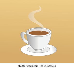 A minimalist vector illustration of a coffee cup on a saucer. Ideal for branding, marketing materials, and social media graphics for coffee businesses.