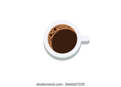 Ilustración vectorial minimalista de una taza de café en la vista superior