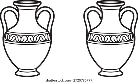 A minimalist vector illustration or coloring page featuring a classic historical container shape. 