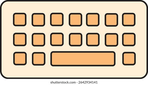 Minimalist Vector Illustration of Computer Keyboard Layout for Technology, Office Work, Typing, and Digital Design Projects