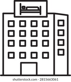 A minimalist vector illustration of a contemporary office building featuring a security camera mounted above the entrance and evenly spaced rectangular windows. Suitable for business, security, and urban design projects.
