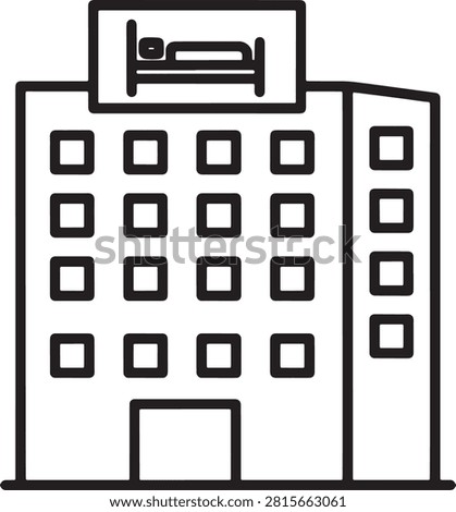 A minimalist vector illustration of a contemporary office building featuring a security camera mounted above the entrance and evenly spaced rectangular windows. Suitable for business, security, and urban design projects.