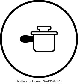 Minimalist vector illustration of cooking pot icon in black and white design