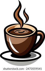 Minimalist vector illustration of a cup of coffee on white background