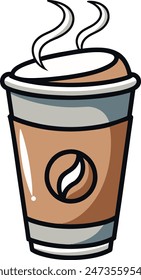 Minimalist vector illustration of a cup of coffee on white background