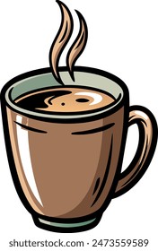 Minimalist vector illustration of a cup of coffee on white background