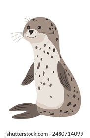 Minimalist Vector Illustration of a Cute Seal in Hand drawn Doodle Style for Kids