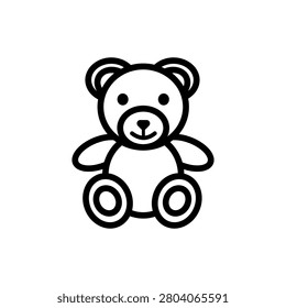 Minimalist vector illustration of a cute teddy bear toy icon