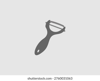 Minimalist vector illustration of a dark grey vegetable peeler with a light grey blade