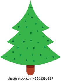 Minimalist vector illustration of a decorated christmas tree with small green and dark green dots. Perfect for christmas projects. Greeting cards. Websites. Articles. Social media posts and much more