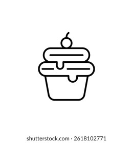 Ilustração vetorial minimalista de um delicioso cupcake com cobertura de cereja