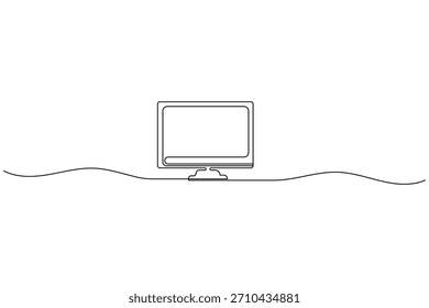 Ilustración vectorial minimalista que representa un monitor de computadora con una sola línea