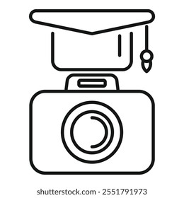 Ilustración vectorial minimalista que representa el concepto de graduación en Fotografía, periodismo o cinematografía