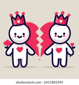 Minimalist vector illustration depicting love through a heart that tends to unite.