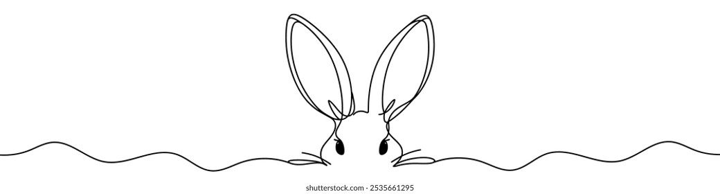 Ilustración vectorial minimalista que representa a un conejo con sus largas orejas dibujadas con una sola línea continua