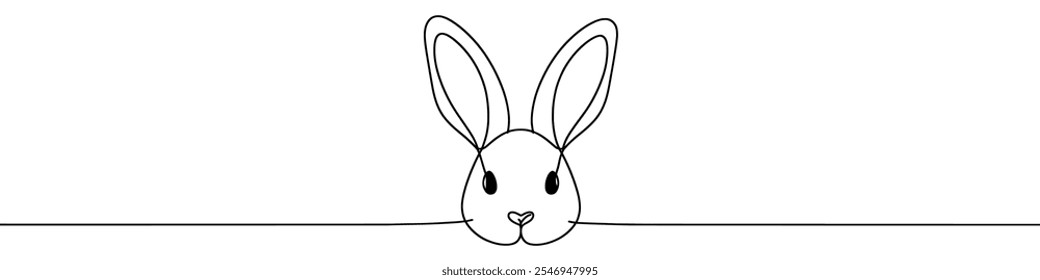 Ilustración vectorial minimalista que representa a un conejo con sus largas orejas dibujadas con una sola línea continua