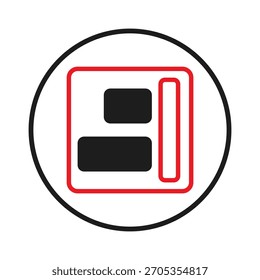 A minimalist vector illustration depicting a user interface layout concept. The design showcases a structured approach to responsive design and content presentation, suitable for digital