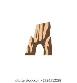 Minimalist Vector Illustration of a Desert Sandstone Rock Arch Formation Isolated on White Background