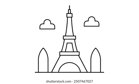 Minimalist vector illustration of the Eiffel Tower in Paris