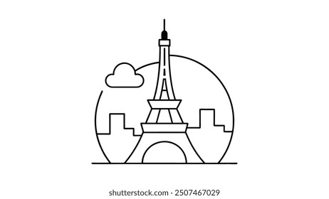 Minimalist vector illustration of the Eiffel Tower in Paris