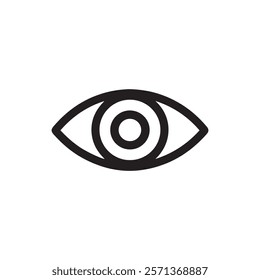 Minimalist vector illustration of an eye icon, ideal for concepts like vision, observation, focus, security, awareness, design, and monitoring in modern graphic and web designs.