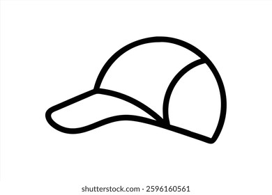 A minimalist vector illustration features a baseball cap styled with clean lines and a clear outline. This design emphasizes simplicity and modern fashion aesthetics.