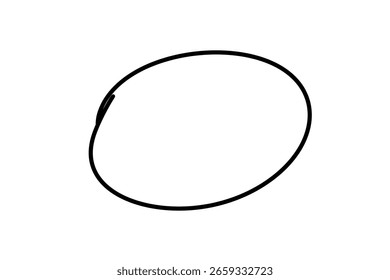 A minimalist vector illustration features a black oval, resembling a loosely hand-drawn circle. It is a simple graphical element ideal 