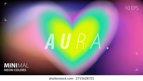 Die minimalistische Vektorgrafik zeigt eine glühende herzförmige Aura mit weichen, unscharfen Farbverläufen, die lebendiges Neongelb mit Rosa vermischen. Liebe und Energie Themen, und futuristische digitale Ästhetik.