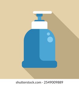 Ilustração vetorial minimalista com um dispensador de sabão azul, ideal para projetos relacionados à higiene e limpeza