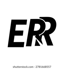 Minimalist vector illustration featuring bold, black, uppercase letters spelling 'ERR' on a plain background, representing an error message.