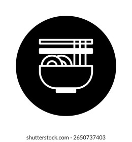 Ilustração vetorial minimalista com uma tigela de macarrão com pauzinhos icônico prato asiático