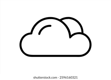 A minimalist vector illustration featuring a fluffy cloud design. The cloud is outlined in bold, providing a stark contrast against the white background, creating a soothing visual effect.