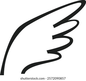 Minimalist vector illustration featuring a gracefully curved wing, symbolizing freedom, flight, and aspiration in a clean and modern design