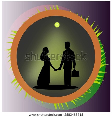 A minimalist vector illustration featuring a human shadow centered within a perfect circle, symbolizing identity, mystery, or self-reflection in a modern and abstract design.