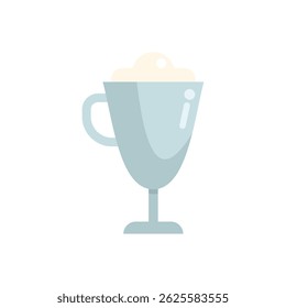 Minimalist vector illustration featuring an irish coffee glass filled with coffee and topped with whipped cream, isolated on a white background