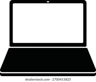 A minimalist vector illustration featuring a laptop computer icon with a clean, blank screen, representing modern technology and digital communication.