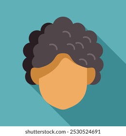 Minimalist vector illustration featuring a person with black curly hair and a blank face, conveying a sense of anonymity and simplicity