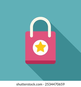 Minimalist vector illustration featuring a pink shopping bag with a prominent star, symbolizing exclusivity and premium service