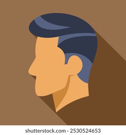 Minimalist vector illustration featuring the profile of a man's face looking right